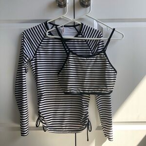 Black & White Striped Joe Fresh Bikini & Longsleeve Swim tops